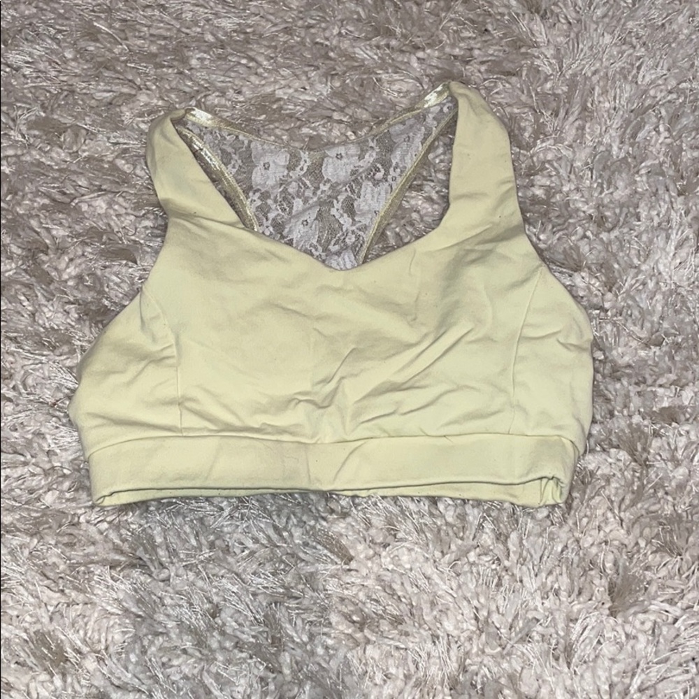 Yellow sports bra with lace back top